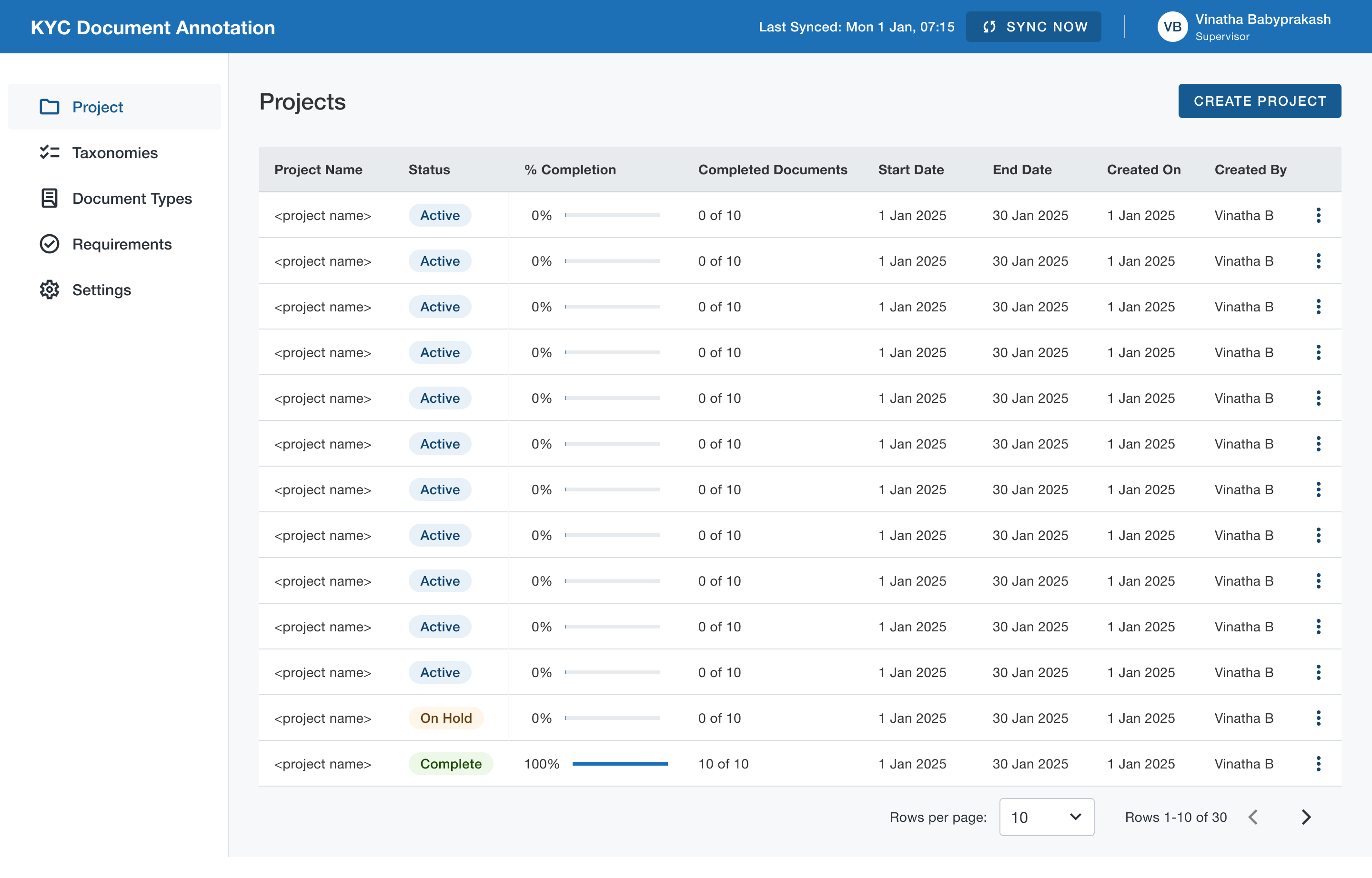 UI screen design for projects
